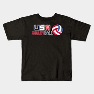 Usa Colors And Volleyball Kids T-Shirt